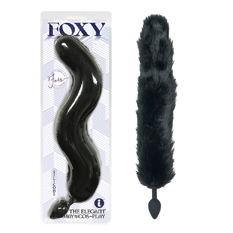 Foxy Silicone Tail Butt Plug-Black