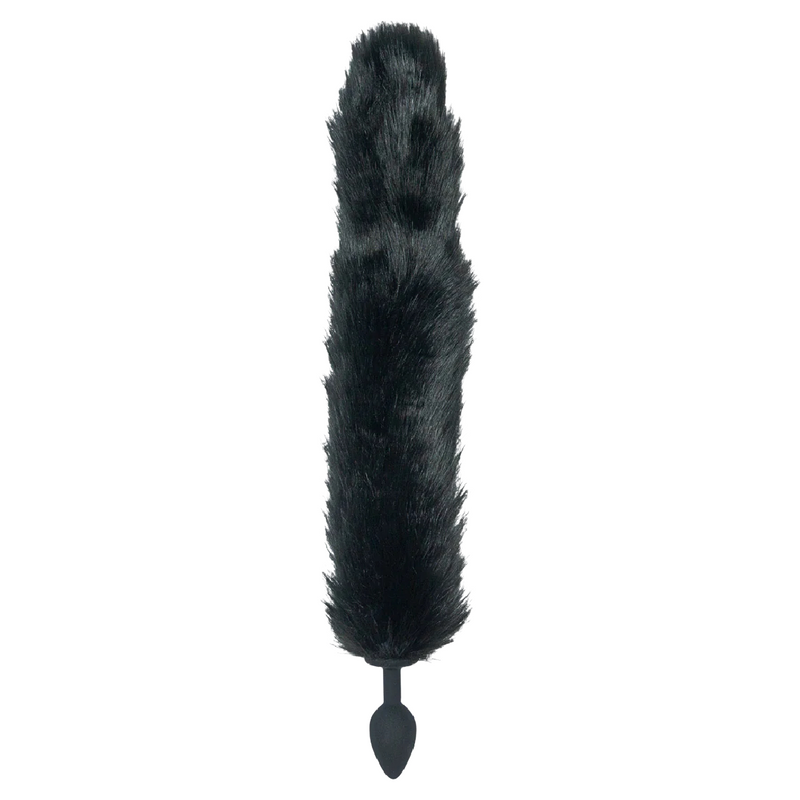 Foxy Silicone Tail Butt Plug-Black