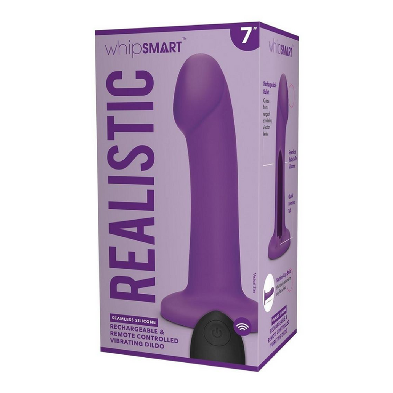 WhipSmart Rechargeable Silicone G-Spot/P-Spot Dildo with Remote Control 7in - Purple (9084352954585)