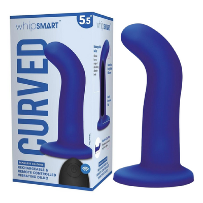 WhipSmart Rechargeable Silicone G-Spot/P-Spot Dildo with Remote Control 5.5in - Navy Blue (9084358557913)