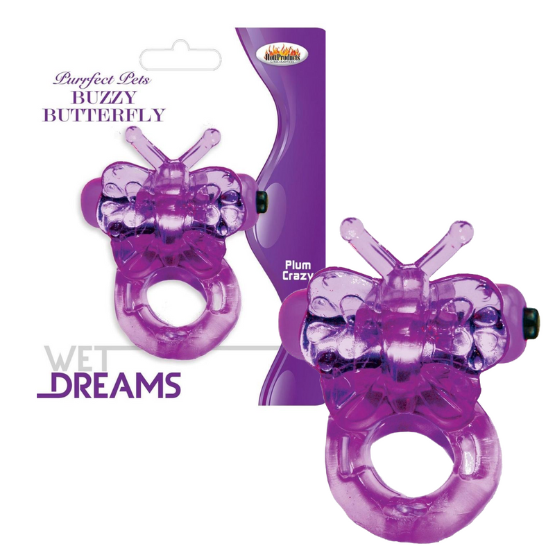 Purrfect Pets Buzzy Butterfly Silicone Stimulator with Vibrating Bullet - Purple (9084373434585)