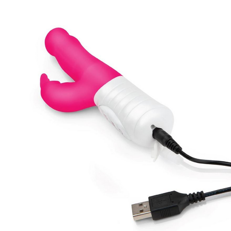 Rabbit Essentials Silicone Rechargeable Slim Shaft Rabbit Vibrator - Hot Pink (9084348039385)