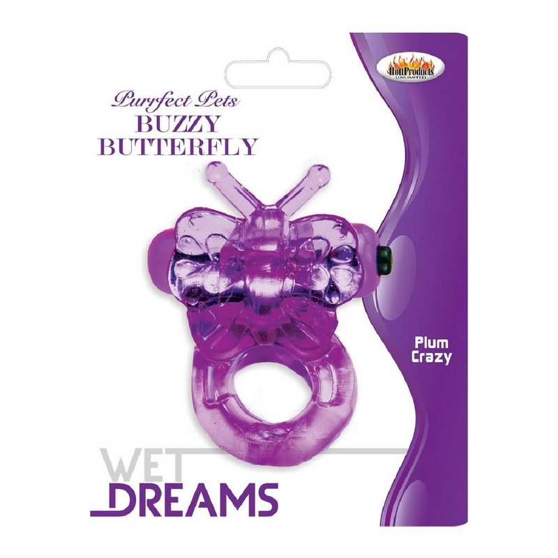 Purrfect Pets Buzzy Butterfly Silicone Stimulator with Vibrating Bullet - Purple (9084373434585)