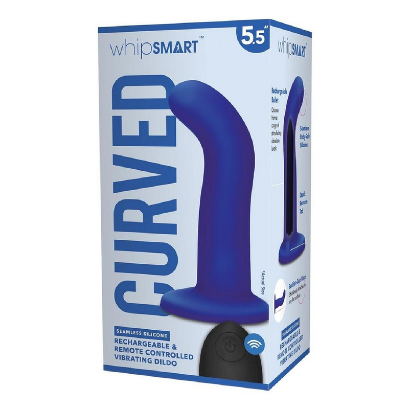 WhipSmart Rechargeable Silicone G-Spot/P-Spot Dildo with Remote Control 5.5in - Navy Blue (9084358557913)