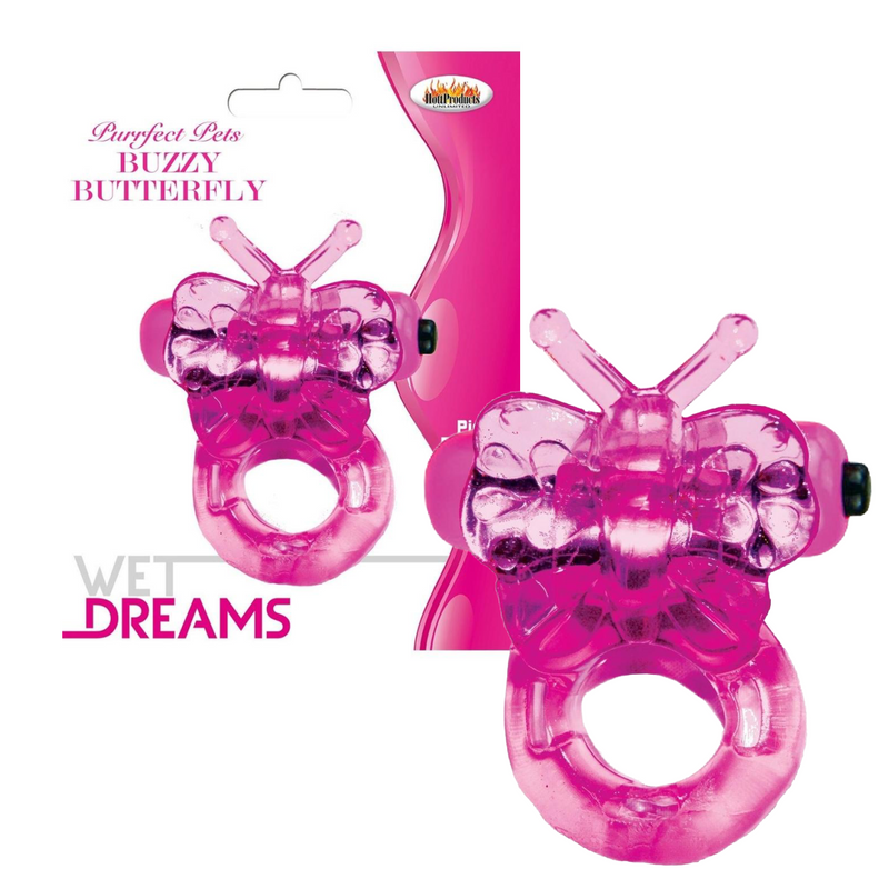 Purrfect Pets Buzzy Butterfly Silicone Stimulator with Vibrating Bullet - Magenta (9084372615385)