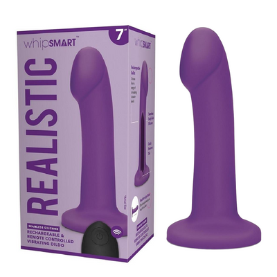 WhipSmart Rechargeable Silicone G-Spot/P-Spot Dildo with Remote Control 7in - Purple (9084352954585)