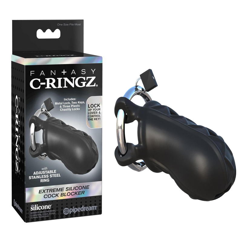 Fantasy C-Ringz Extreme Silicone Cock Blocker Cock Ring - Black