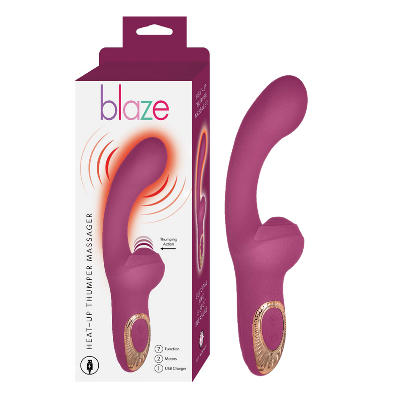 Blaze Heat-Up Thumper Massager - Eggplant