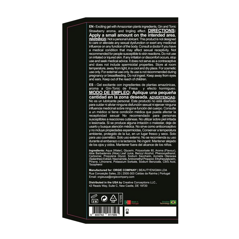 Orgie Dual Vibe! Intimate Arousal Gel- Strawberry Gin and Tonic