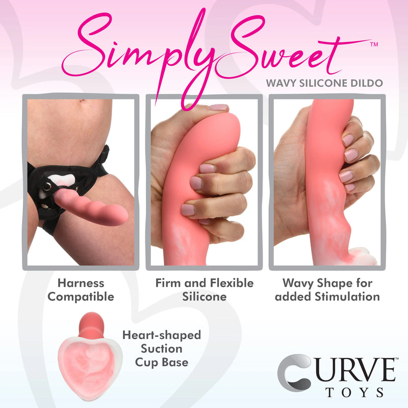 Simply Sweet Wavy Silicone Dildo - Pink/White (8189908320473)
