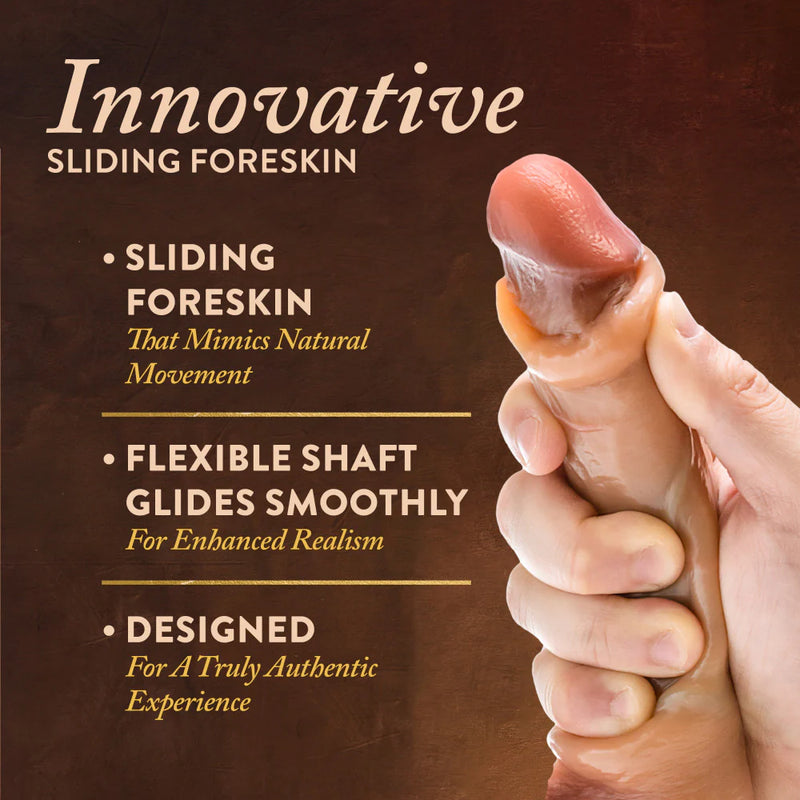 Renaissance - DaVinci - 8 Inch Sliding Foreskin Dildo with Squeezable Balls - Tan (8906703896793) (8906823368921)