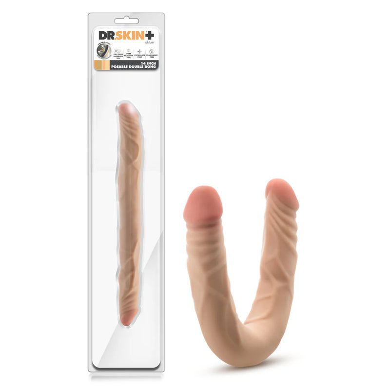 Dr. Skin Plus - 14” Posable Double Dong - Beige (9021548363993)