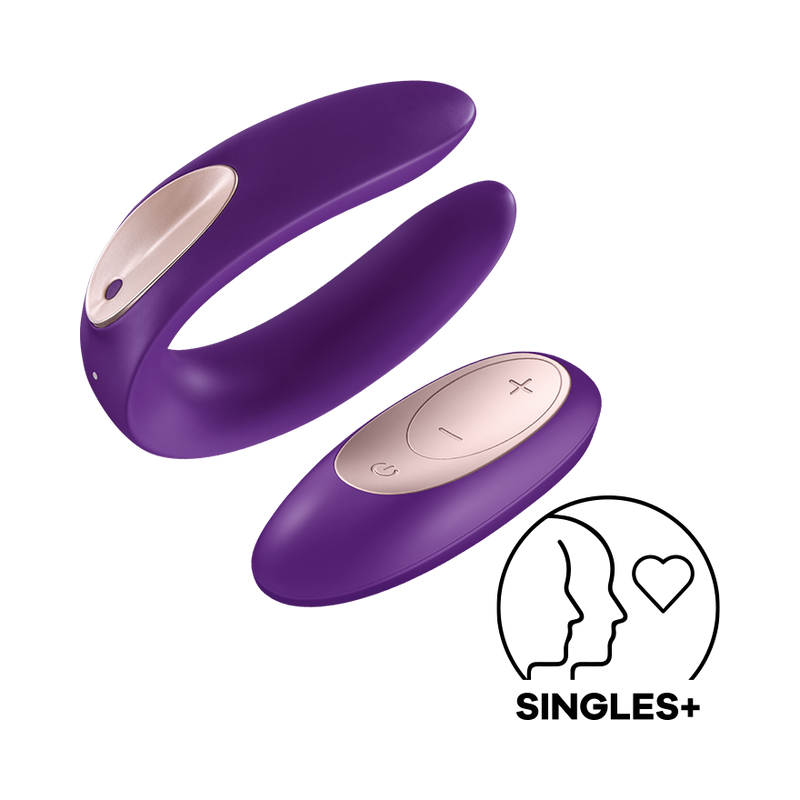 Double Plus Remote Silicone USB Rechargeable Couples Vibe Purple (6097873174725)