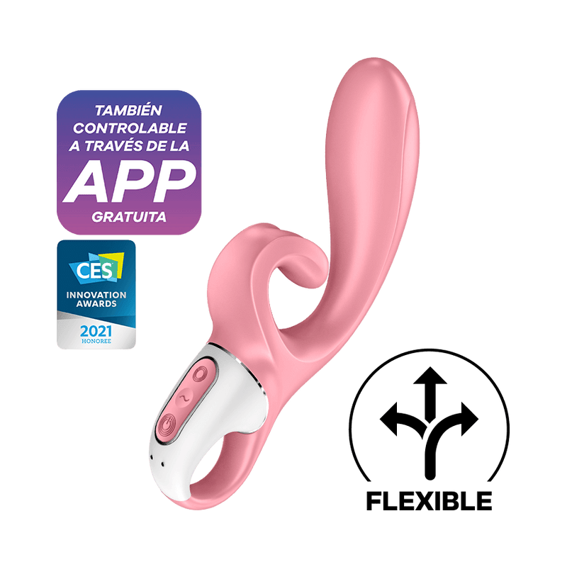 Satisfyer Hug Me Rechargeable Silicone Vibrator with Clitoral Stimulation - Pink (8134230999257)