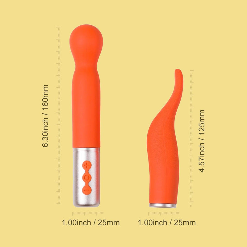 THE NAUGHTY COLLECTION Interchangeable Heads Vibrator Orange (8892152316121)