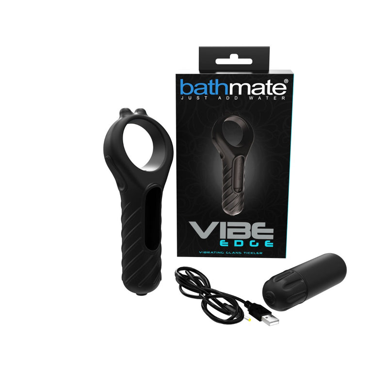 Bathmate Vibe Edge Rechargeable Silicone Bullet Vibrator - Black (8443589853401)