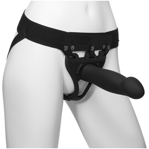Body Extensions - BE Bold 2-Piece Set - Silicone Harness with 8" Large Dong - Black (4454448169059)
