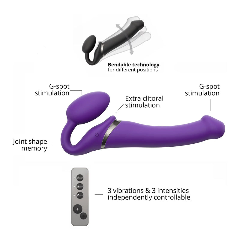 Strap on Me - Vibrating Bendable Strap-On Medium - Purple (8099318825177)