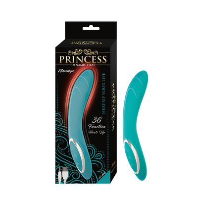 Princess Dynamic Heat Rechargeable Silicone Vibrator with Clitoral Stimulator - Blue (7827494863065)