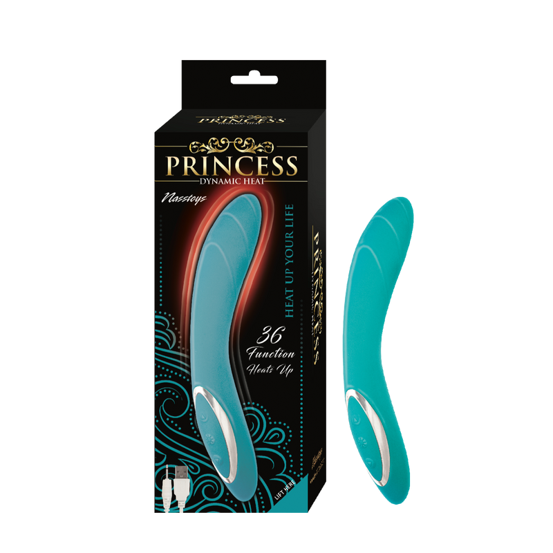 Princess Dynamic Heat Rechargeable Silicone Vibrator with Clitoral Stimulator - Blue (7827494863065)