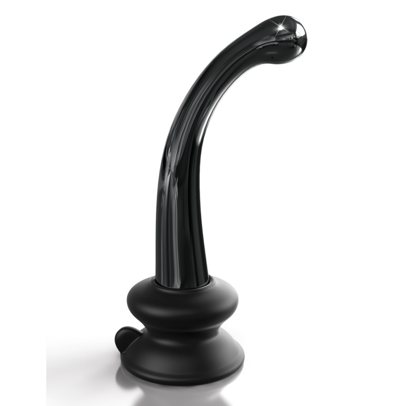 Icicles No. 87 Glass G-Spot Wand with Bendable Silicone Suction Cup - Black (7790997242073)