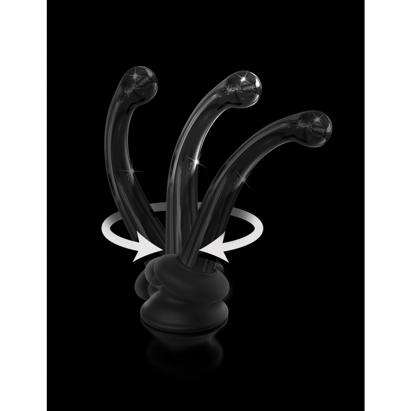 Icicles No. 87 Glass G-Spot Wand with Bendable Silicone Suction Cup - Black (7790997242073)