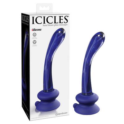 Icicles No. 89 Glass G-Spot Wand with Bendable Silicone Suction Cup - Blue (7791006220505)