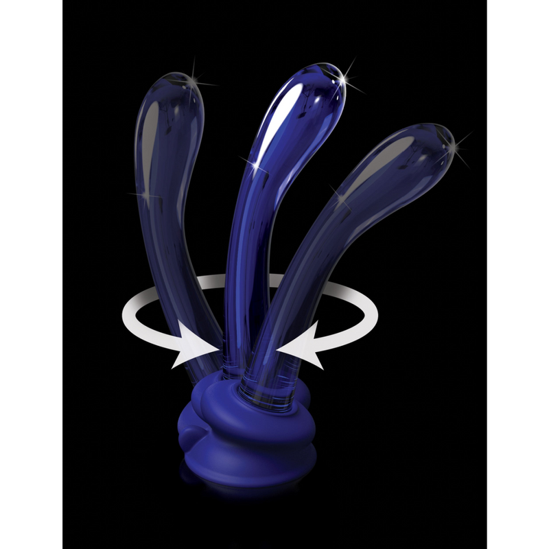 Icicles No. 89 Glass G-Spot Wand with Bendable Silicone Suction Cup - Blue (7791006220505)
