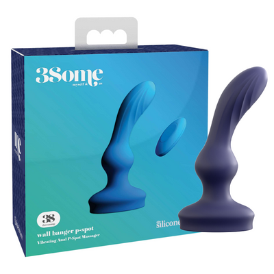 3Some Wall Banger Silicone Rechargeable Remote Control P-Spot Anal Vibrator - Blue (7791823782105)