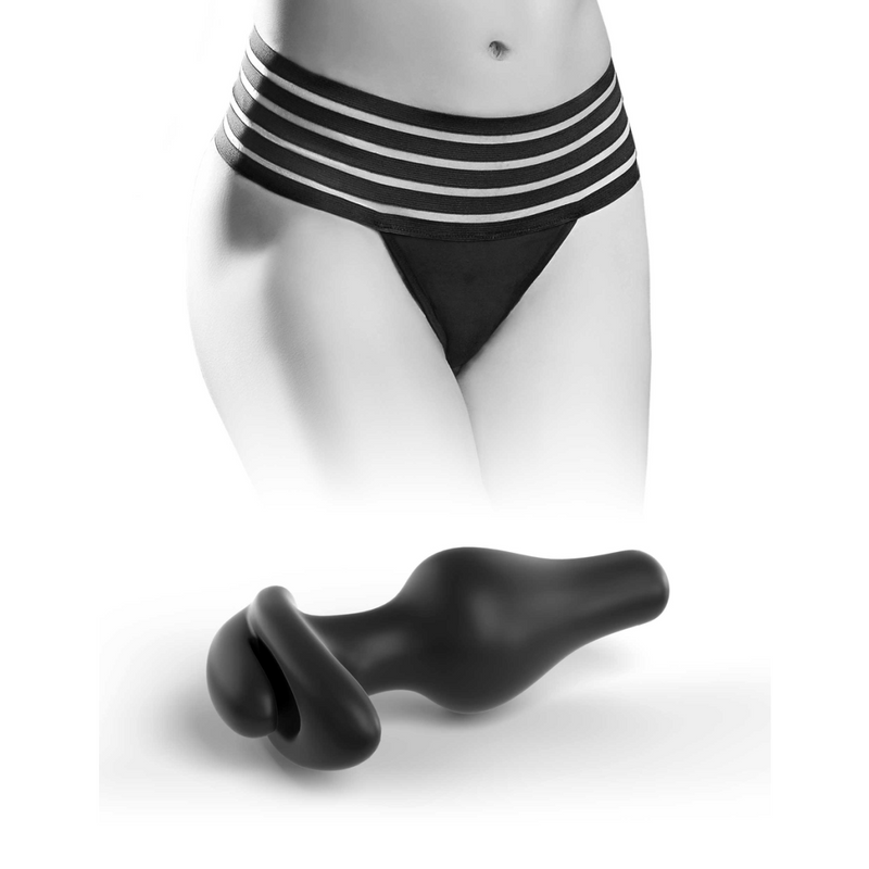 Hookup Panties Crotchless Love Garter - XL/2XL - Black (7796529987801)