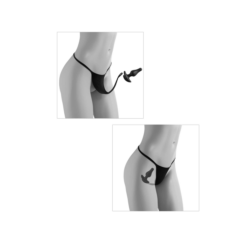 Hookup Panties Crotchless Love Garter - SM/LG - Black (7796496433369)