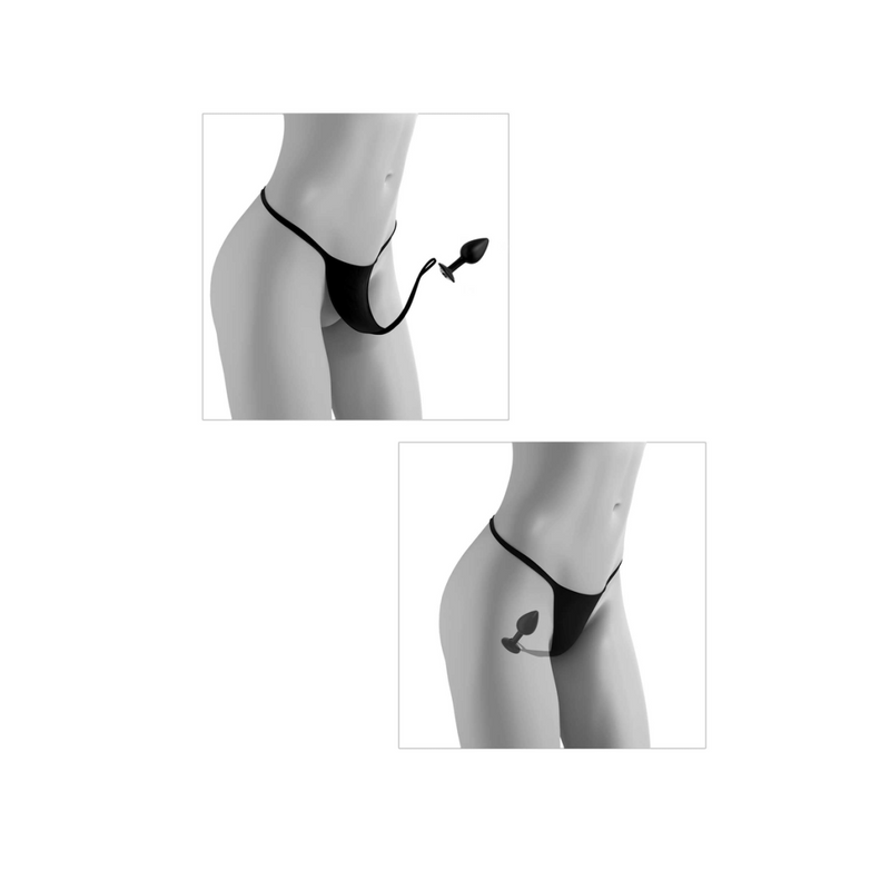 Hookup Panties Crotchless Secret Gem - XL/2XL - Black (7796670595289)
