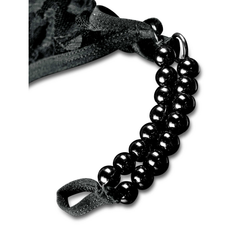 Hookup Panties Crotchless Pleasure Pearls - XL/2XL - Black (7796711194841)