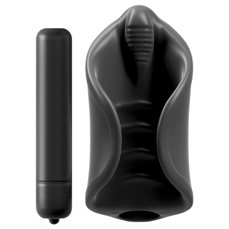 Pipedream Extreme Elite Vibrating Silicone Stimulator Masturbator with Bullet - Black (7796866547929)