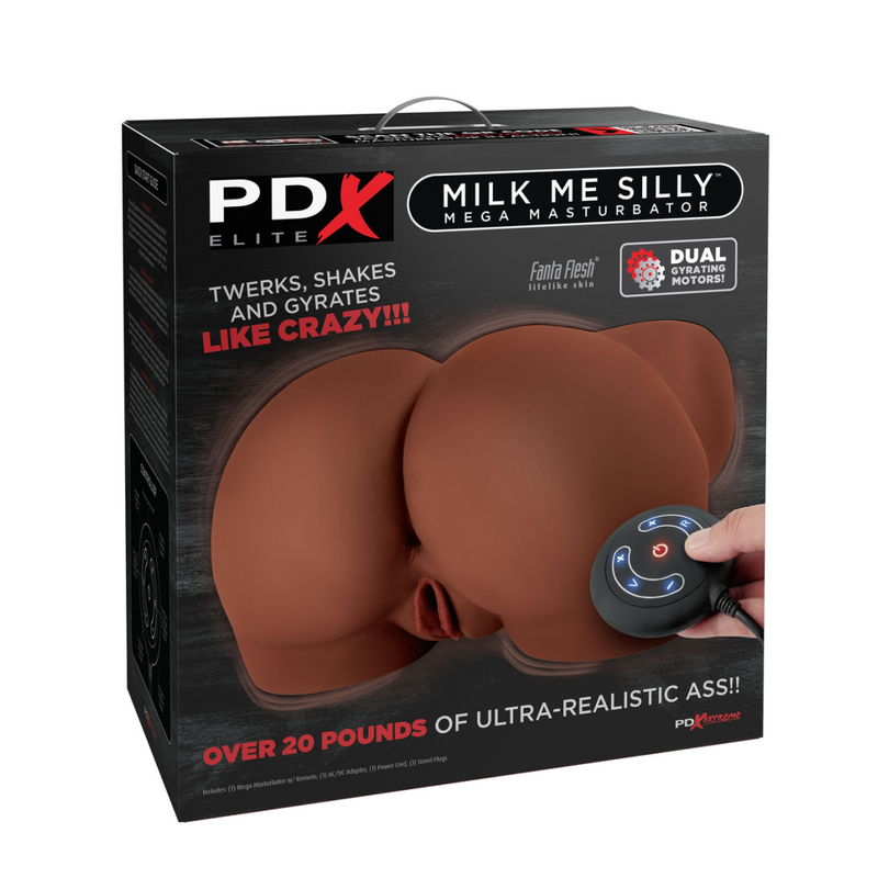 PDX Elite Milk Me Silly Plug In Pussy & Ass Mega Masturbator with Remote Control - Chocolate (7799913414873)