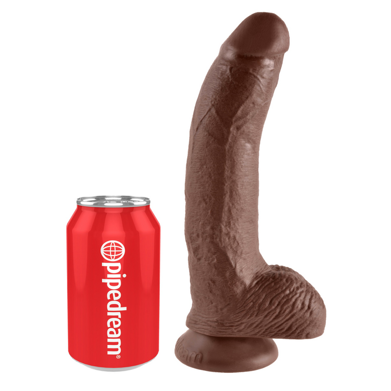King Cock Dildo with Balls 9in - Chocolate (7790952317145)