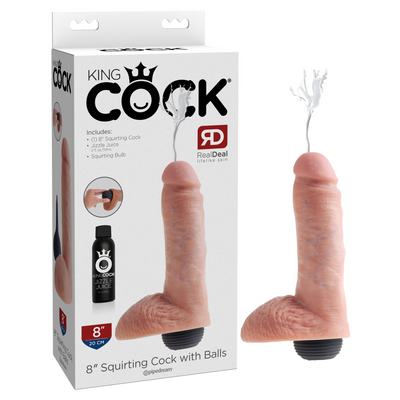 King Cock Squirting Dildo with Balls 8in - Vanilla (7790984528089)