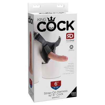 King Cock Strap on Harness with Dildo 6in - Vanilla (7790990131417)