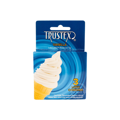 Trustex Lubricated Reservoir Tip Flavored Latex Condom Vanilla (3 Per Box) (6714592067781)