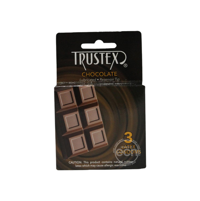 Trustex Lubricated Reservoir Tip Flavored Latex Condom Chocolate (3 Per Box) (6714595147973)