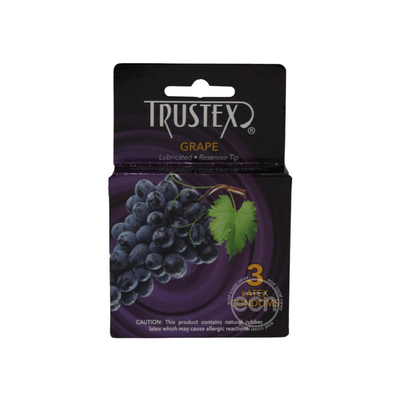 Trustex Lubricated Reservoir Tip Flavored Latex Condom Grape (3 Per Box) (6714596131013)