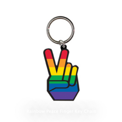 Rainbow Peace Fingers Metal Key Chain (6706065539269)