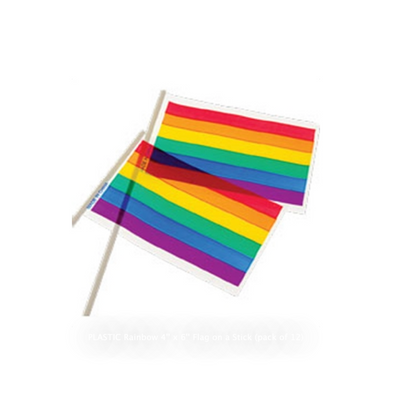 PLASTIC Rainbow 4'' x 6'' Flag on a Stick (6704640098501)