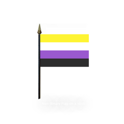 Non-Binary 4'' x 6'' Flag on a Stick (6704650125509)