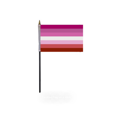 Lesbian Pride 4'' x 6'' Flag on a Stick (femme) (6704657039557)