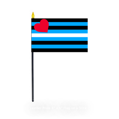 Leather Pride 4'' x 6'' Flag on a 12'' Plastic Stick (6704659923141)