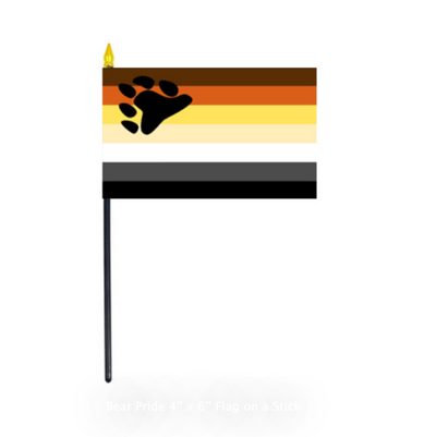 Bear Pride 4'' x 6'' Flag on a 12'' Plastic Stick (6704666869957)