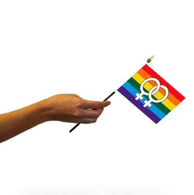 Lesbian (double venus) 4'' x 6'' Flag on a Stick (6705919328453)