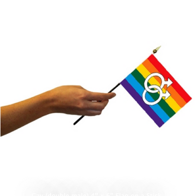 Gay (double male) 4'' x 6'' Flag on a Stick (6705922375877)
