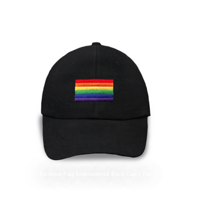 Rainbow Flag Embroidered Black Cap / Hat (6705954914501)